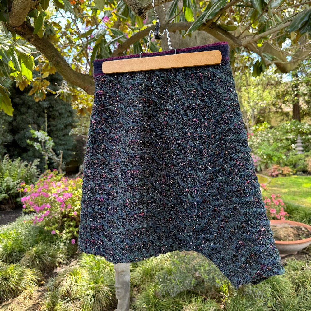 Leur logette tweed green and multicolor Malhia Kent irregular mini skirt US 0 xs